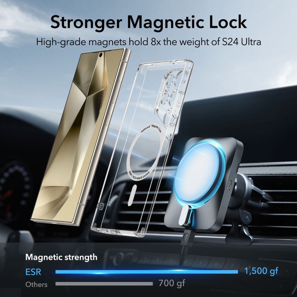 ESR Samsung Galaxy S24 Ultra Classic Hybrid Halolock Σκληρή Θήκη με Πλαίσιο Σιλικόνης και MagSafe - Διάφανη