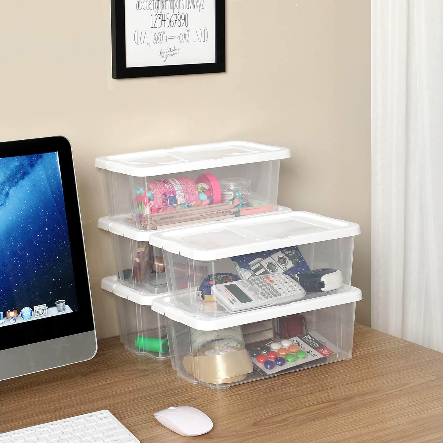 Songmics Σετ με 12 Πλαστικά Κουτιά Αποθήκευσης Υποδημάτων - White / Διάφανα - LSP12WT