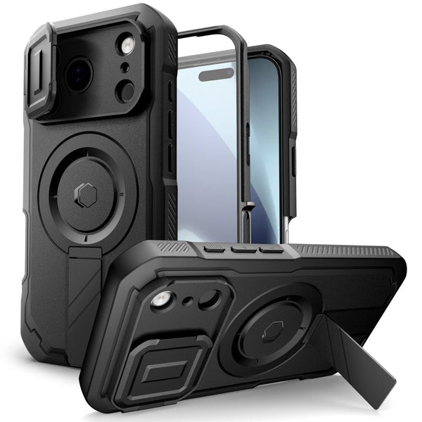 Tech - Protect iPhone 17 Pro Max - Kevlar MagSafe - Σκληρή Θήκη με Προστασία για την Οθόνη / την Κάμερα και Stand - Black