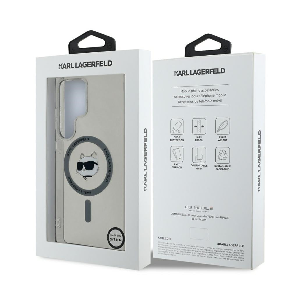 Karl Lagerfeld Samsung Galaxy S25 Ultra - Button Choupette Head Printed Logo - MagSafe Σκληρή Θήκη με Πλαίσιο Σιλικόνης - Black - KLHMS25LHLSCHK