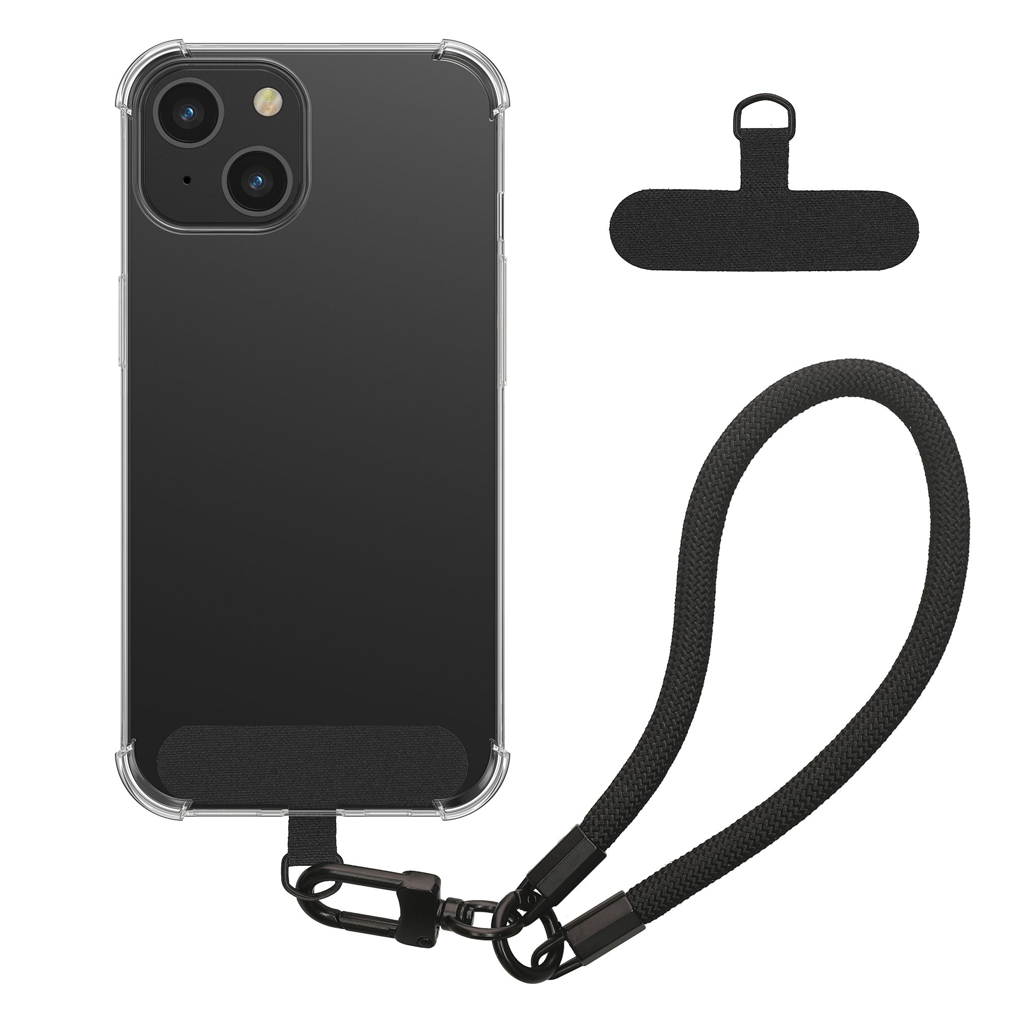 KW iPhone 15 Θήκη Σιλικόνης TPU με Λουράκι - Διάφανη / Black