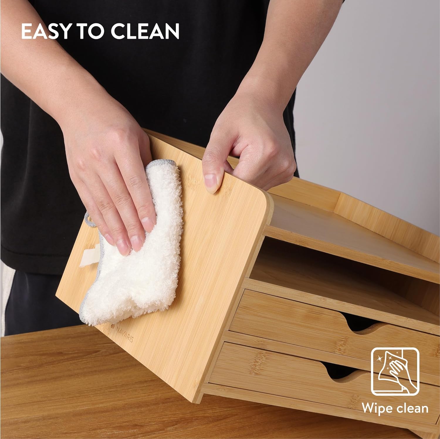 Navaris Ξύλινη Βάση Οργάνωσης από Μπαμπού με 2 Συρτάρια - ‎Light Brown - 61774.24