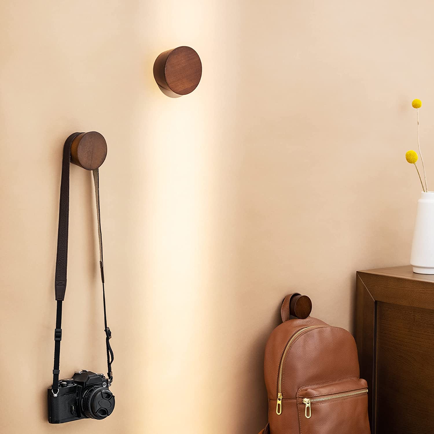 Navaris Σετ με 3 Ξύλινες Κρεμάστρες Τοίχου - Brown - 55778.01