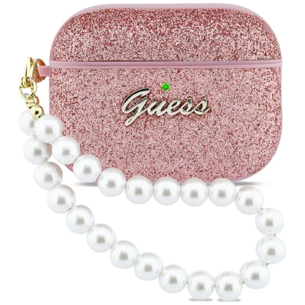 Guess AirPods Pro 3 - Θήκη από Σκληρό Πλαστικό - Glitter Pearl Strap - Pink
