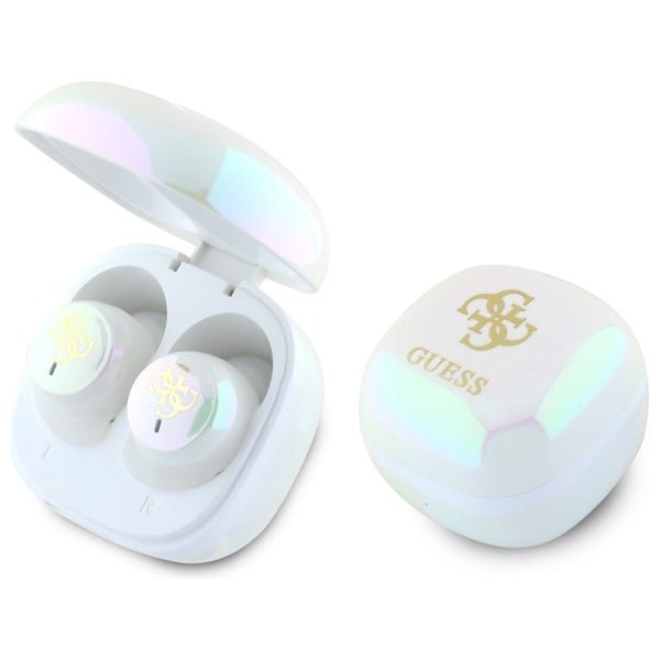 Guess Ασύρματα ακουστικά για Κλήσεις / Μουσική - Bluetooth 5.3 TWS Iridescent 4G Printed Logo - White