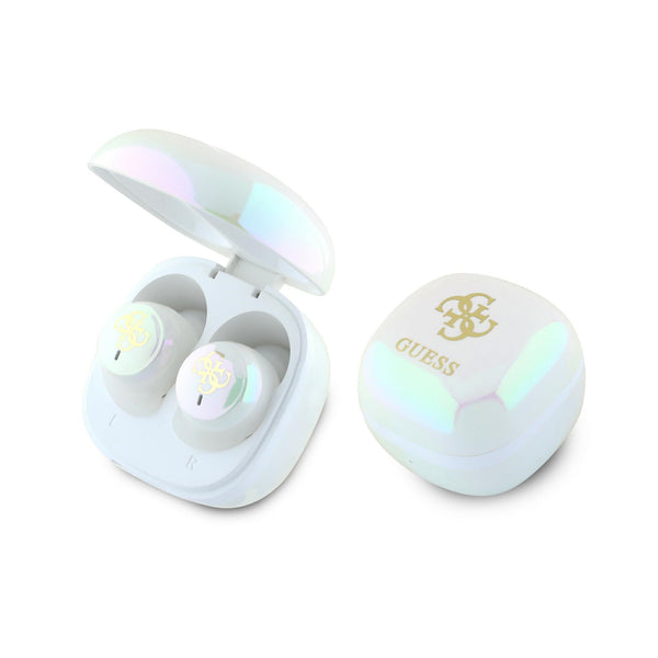 Guess Ασύρματα ακουστικά για Κλήσεις / Μουσική - Bluetooth 5.3 TWS Iridescent 4G Printed Logo - White