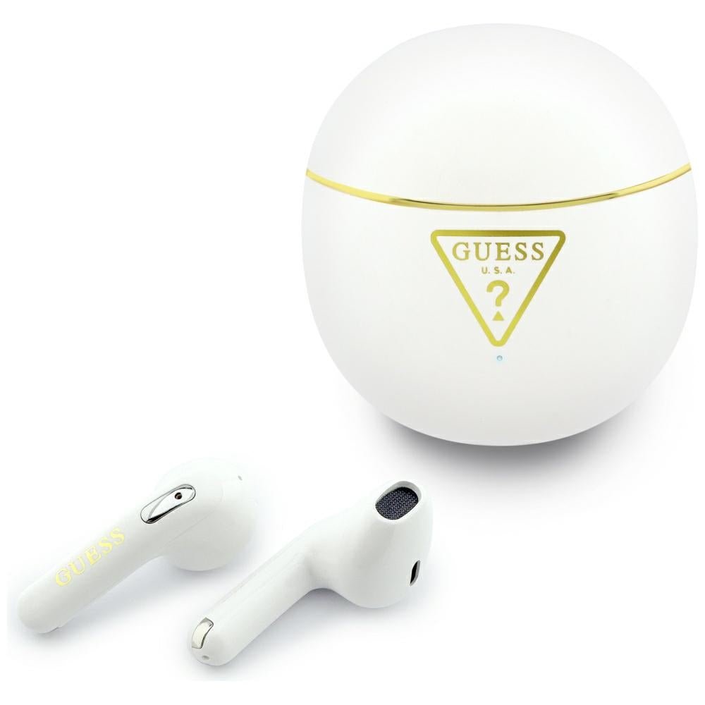 Guess Ασύρματα Bluetooth Aκουστικά για Κλήσεις / Μουσική - Gold Line Triangle - White