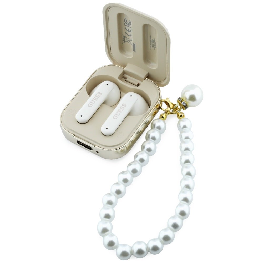 Guess Ασύρματα Bluetooth Ακουστικά για Κλήσεις / Μουσική - Pearl Strap TWS - Beige