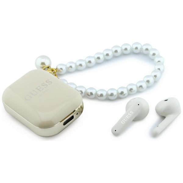 Guess Ασύρματα Bluetooth Ακουστικά για Κλήσεις / Μουσική - Pearl Strap TWS - Beige