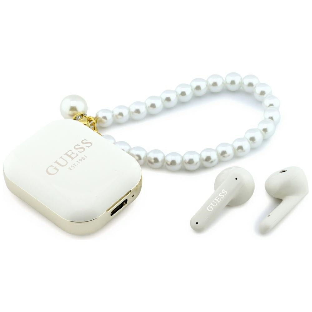 Guess Ασύρματα Bluetooth Ακουστικά για Κλήσεις / Μουσική - Pearl Strap TWS - White