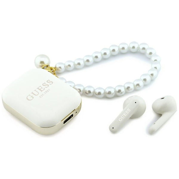 Guess Ασύρματα Bluetooth Ακουστικά για Κλήσεις / Μουσική - Pearl Strap TWS - White