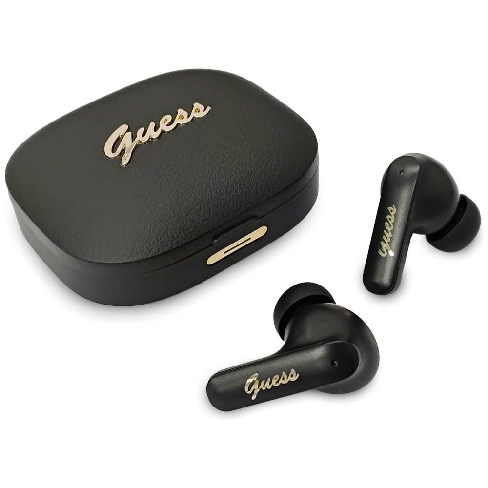 Guess Ασύρματα Bluetooth ακουστικά για Κλήσεις / Μουσική - Script Metal Logo TWS - Black