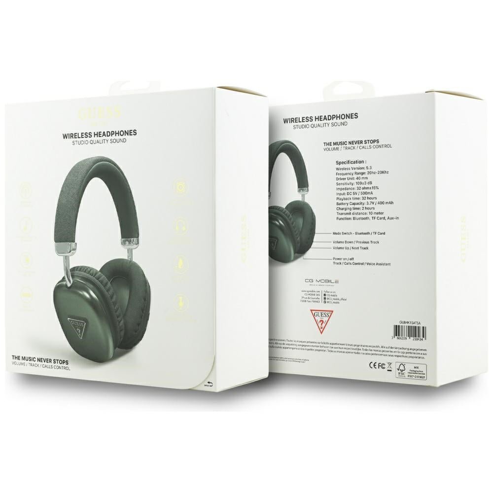 Guess Ασύρματα Bluetooth Ακουστικά - Over - Ear Metallic Triangle Logo - Khaki