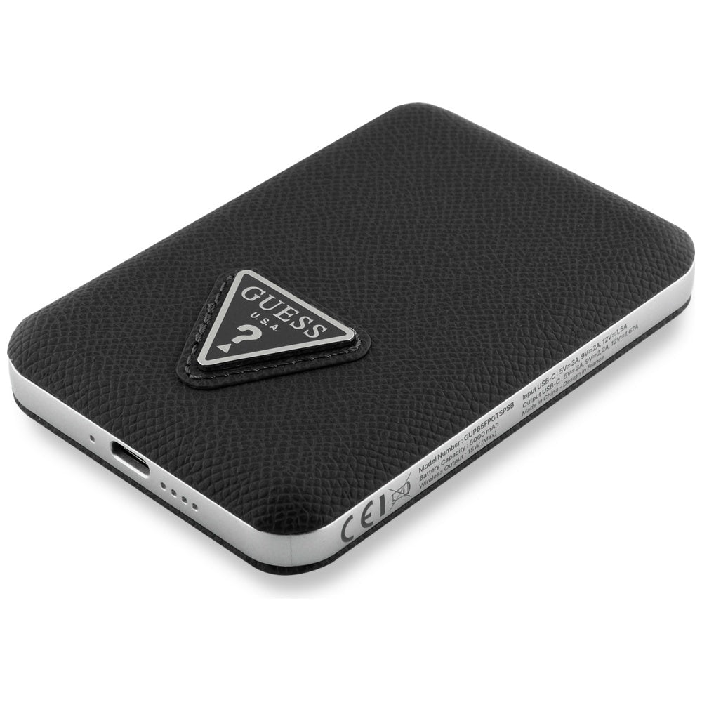 Guess Ασύρματο MagSafe PowerBank 15W 5000 mAh - Grained Triangle - Black