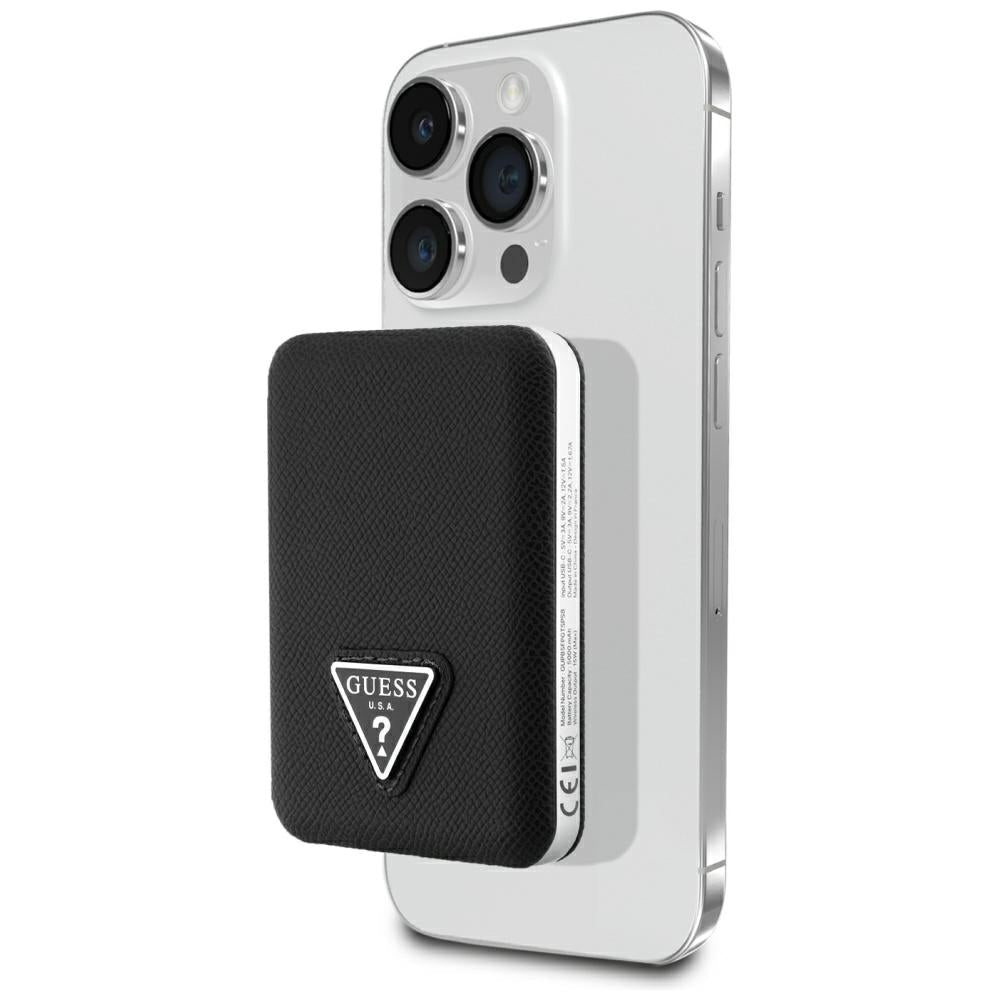 Guess Ασύρματο MagSafe PowerBank 15W 5000 mAh - Grained Triangle - Black