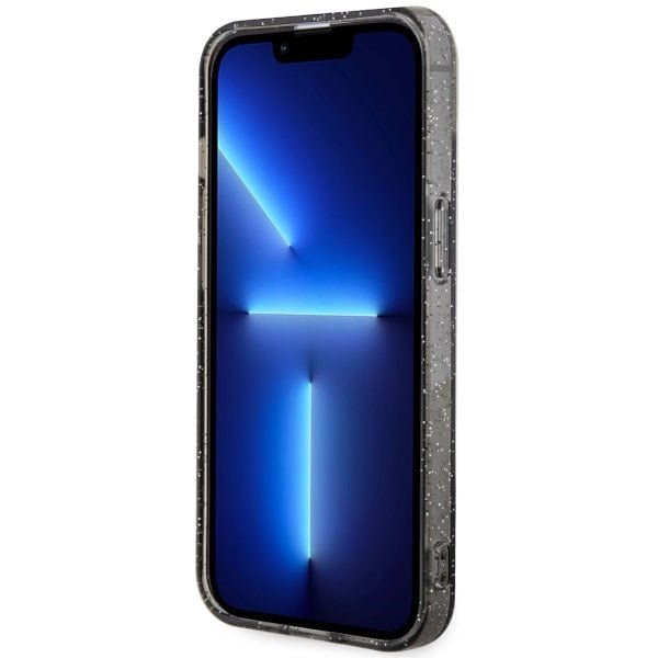 Guess iPhone 13 / 14 / 15 - Σκληρή Θήκη με Πλαίσιο Σιλικόνης - Glitter Gold MagSafe - Black