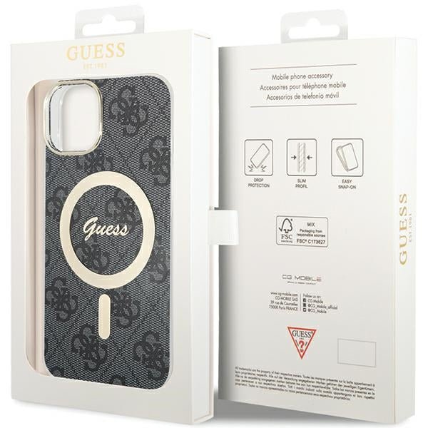 Guess iPhone 13 / 14 / 15 Σκληρή Θήκη με Πλαίσιο Σιλικόνης και MagSafe - IML 4G MagSafe - Black