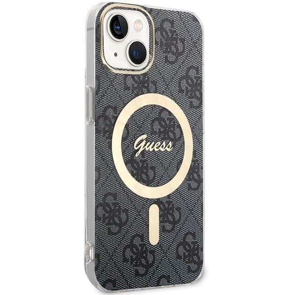 Guess iPhone 13 / 14 / 15 Σκληρή Θήκη με Πλαίσιο Σιλικόνης και MagSafe - IML 4G MagSafe - Black
