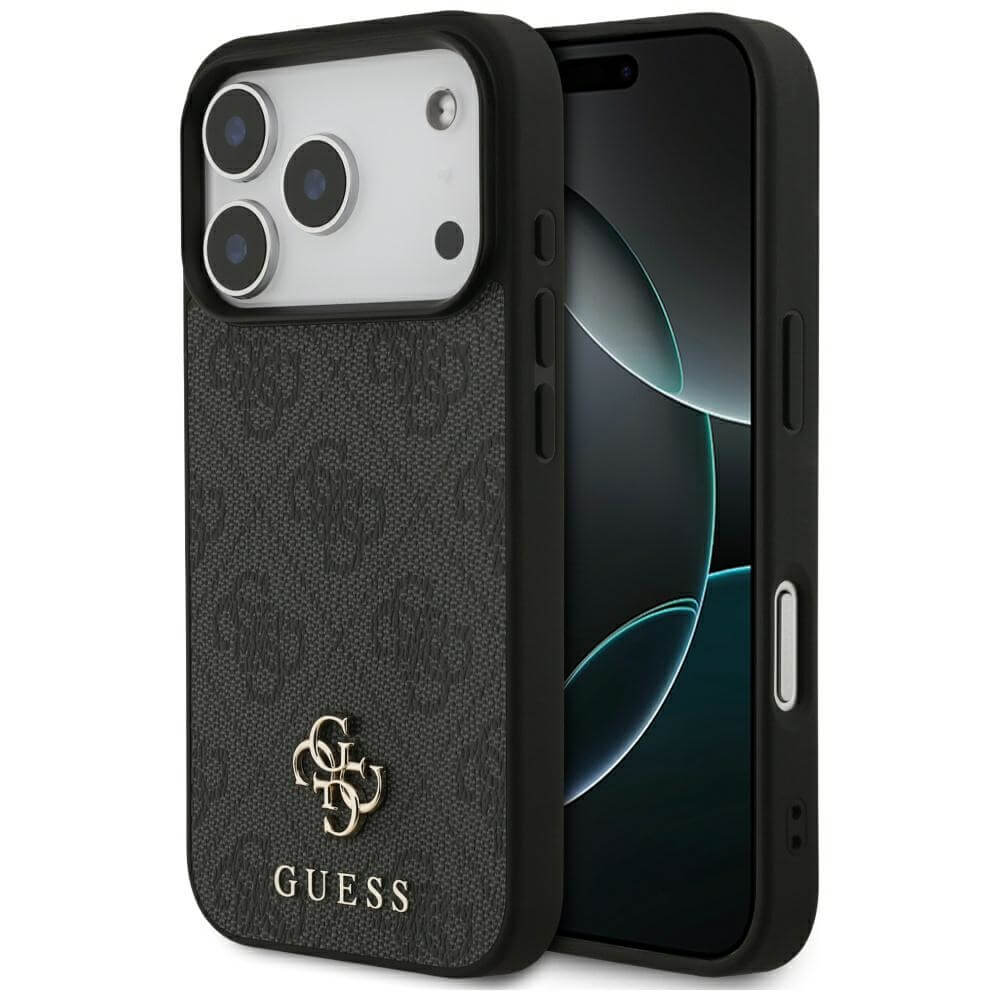 Guess iPhone 17 Pro - 4G Small Classic Logo MagSafe - Σκληρή Θήκη με Πλαίσιο Σιλικόνης και Επένδυση Συνθετικού Δέρματος - Black