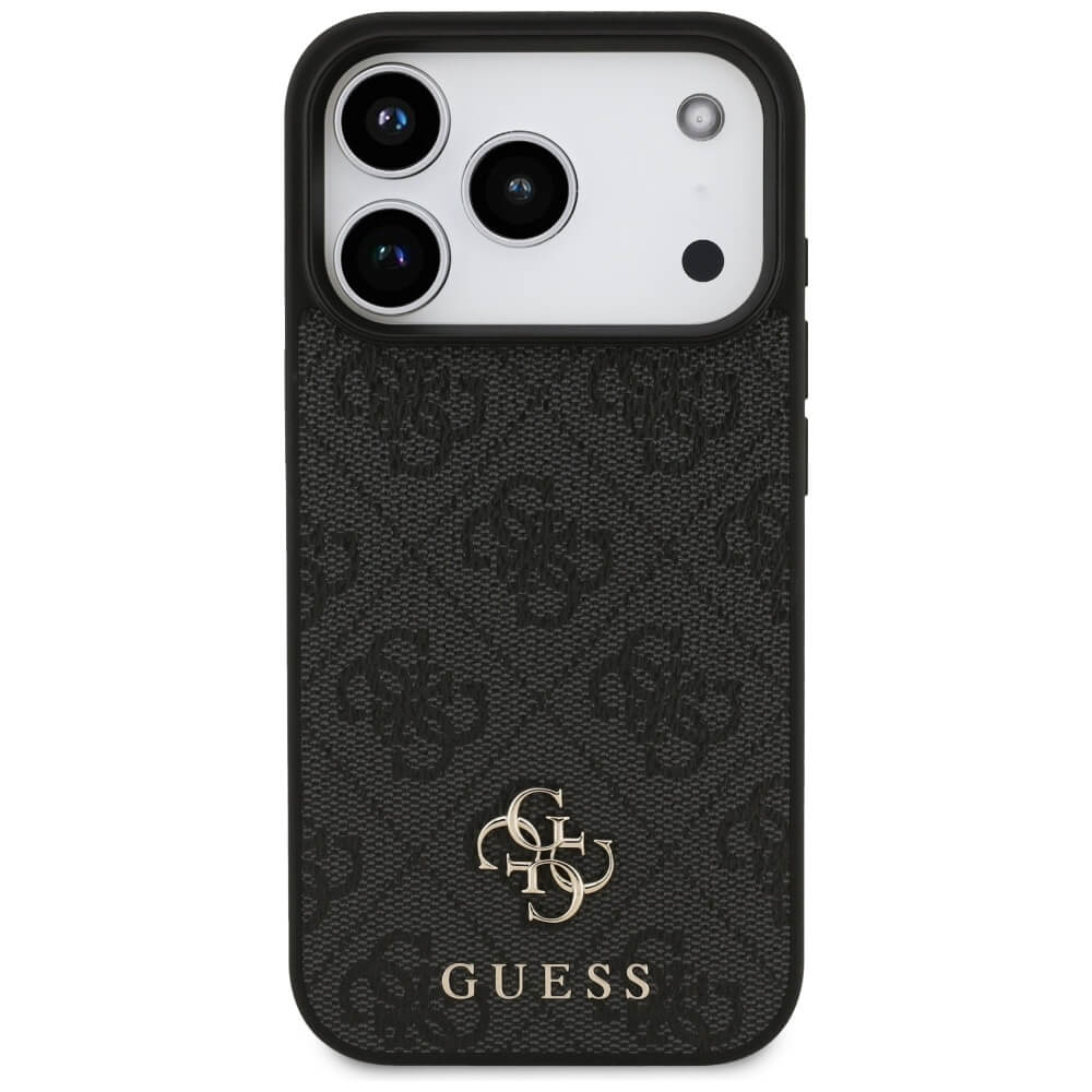 Guess iPhone 17 Pro - 4G Small Classic Logo MagSafe - Σκληρή Θήκη με Πλαίσιο Σιλικόνης και Επένδυση Συνθετικού Δέρματος - Black