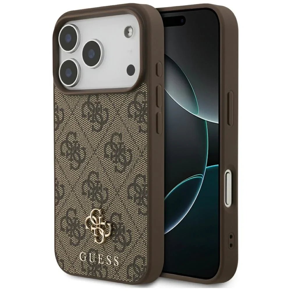 Guess iPhone 17 Pro - 4G Small Classic Logo MagSafe - Σκληρή Θήκη με Πλαίσιο Σιλικόνης και Επένδυση Συνθετικού Δέρματος - Brown