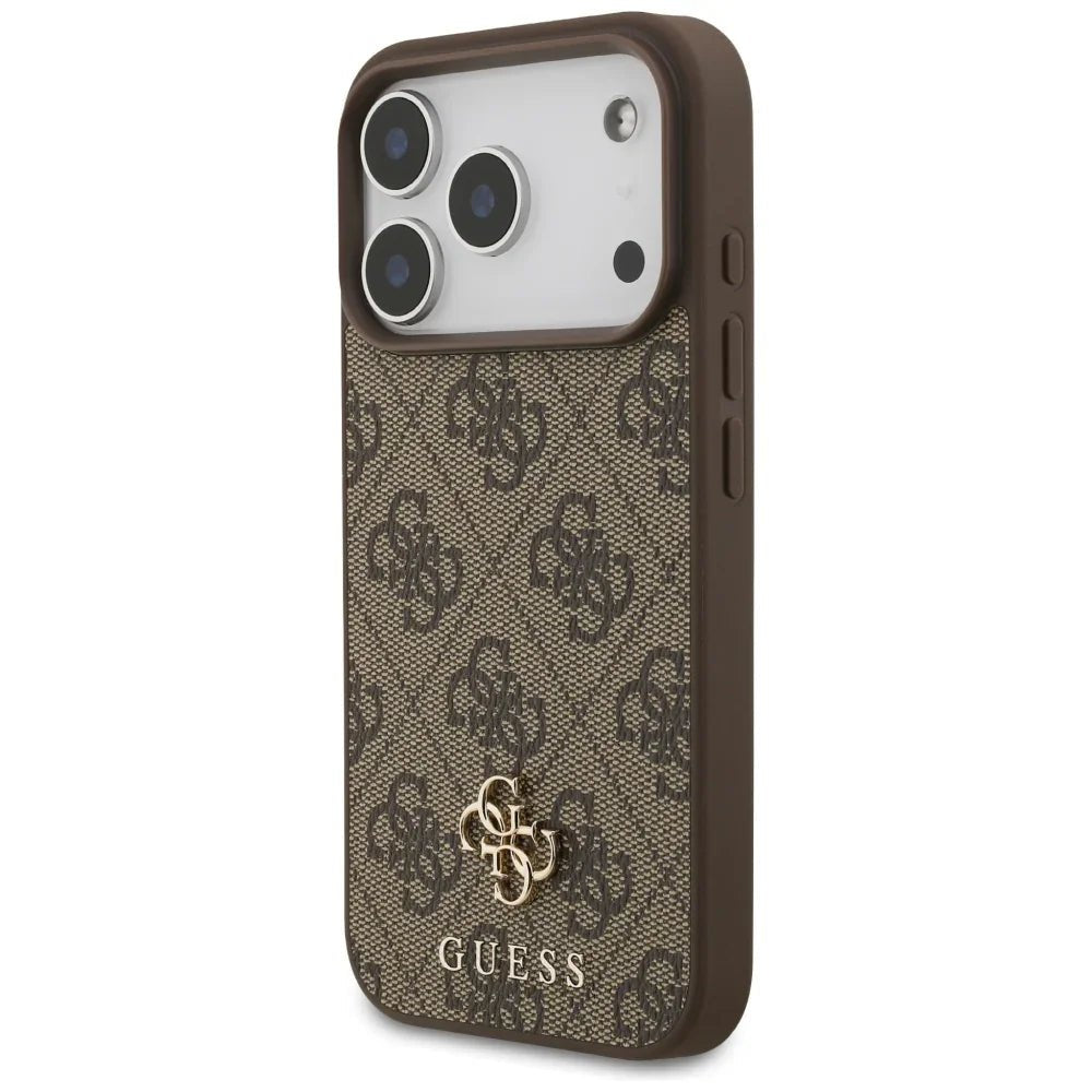 Guess iPhone 17 Pro - 4G Small Classic Logo MagSafe - Σκληρή Θήκη με Πλαίσιο Σιλικόνης και Επένδυση Συνθετικού Δέρματος - Brown