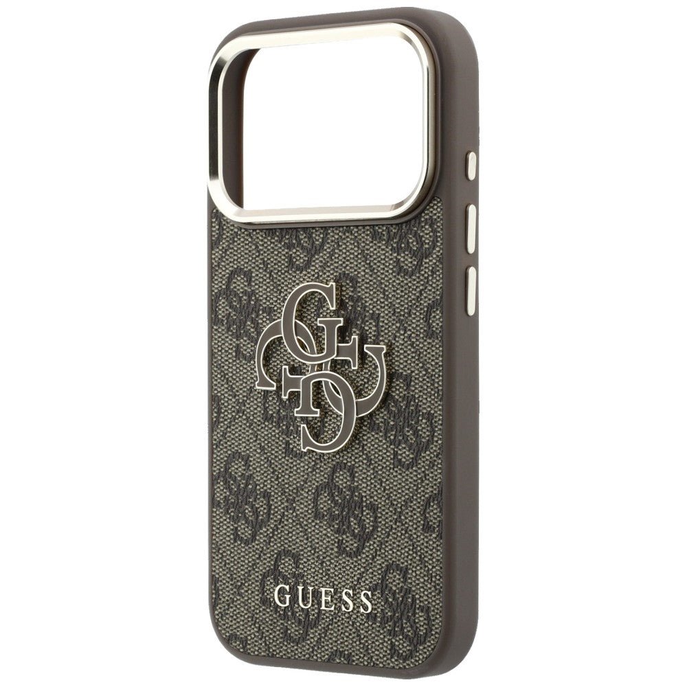 Guess iPhone 17 Pro / iPhone 18 Pro - Σκληρή Θήκη με Επένδυση από Οικολογικό Δέρμα - 4G and Big Resin Logo - Brown