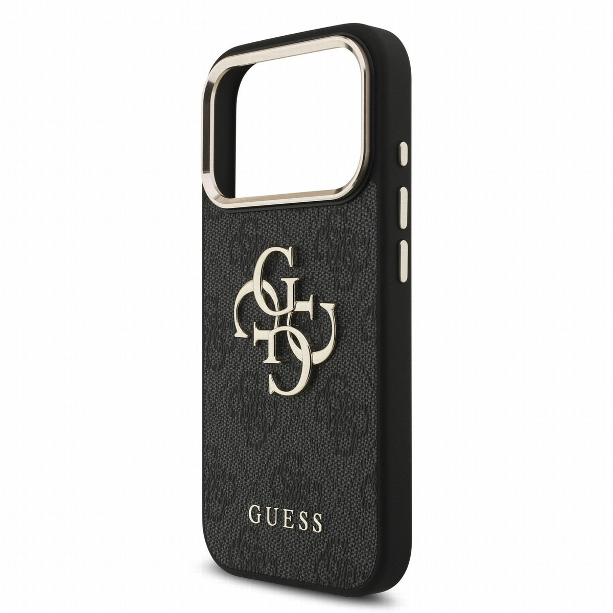 Guess iPhone 17 Pro / iPhone 18 Pro - Σκληρή Θήκη με Επένδυση Συνθετικού Δέρματος και Λουράκι - PU 4G Metal Logo Strap - Black