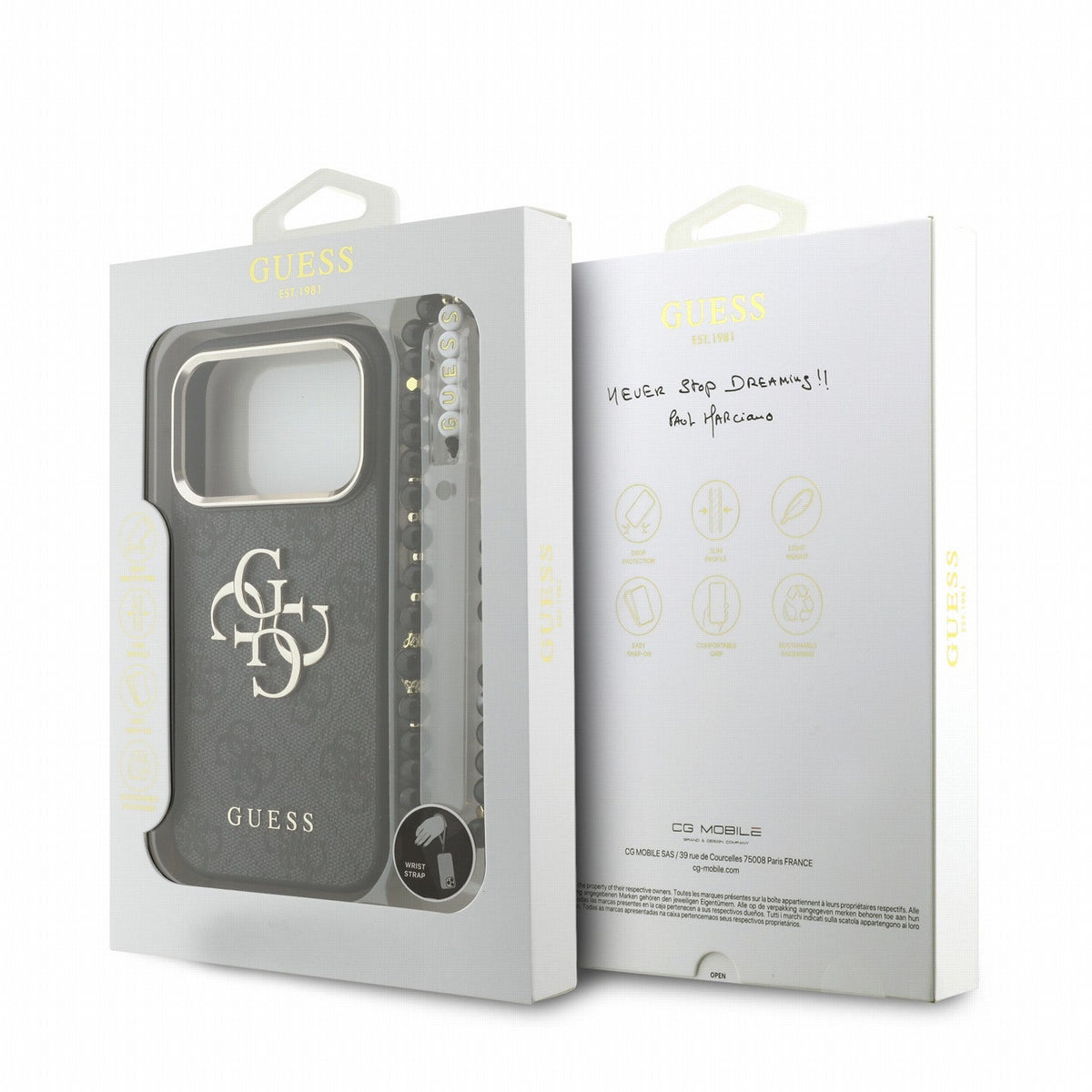Guess iPhone 17 Pro / iPhone 18 Pro - Σκληρή Θήκη με Επένδυση Συνθετικού Δέρματος και Λουράκι - PU 4G Metal Logo Strap - Black