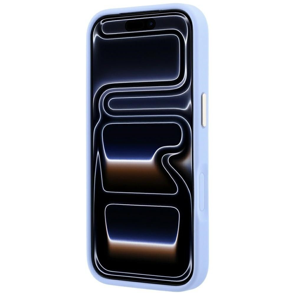 Guess iPhone 17 Pro / iPhone 18 Pro - Σκληρή Θήκη με Επένδυση Συνθετικού Δέρματος - Stripe Peony 4G Logo MagSafe - Light Blue