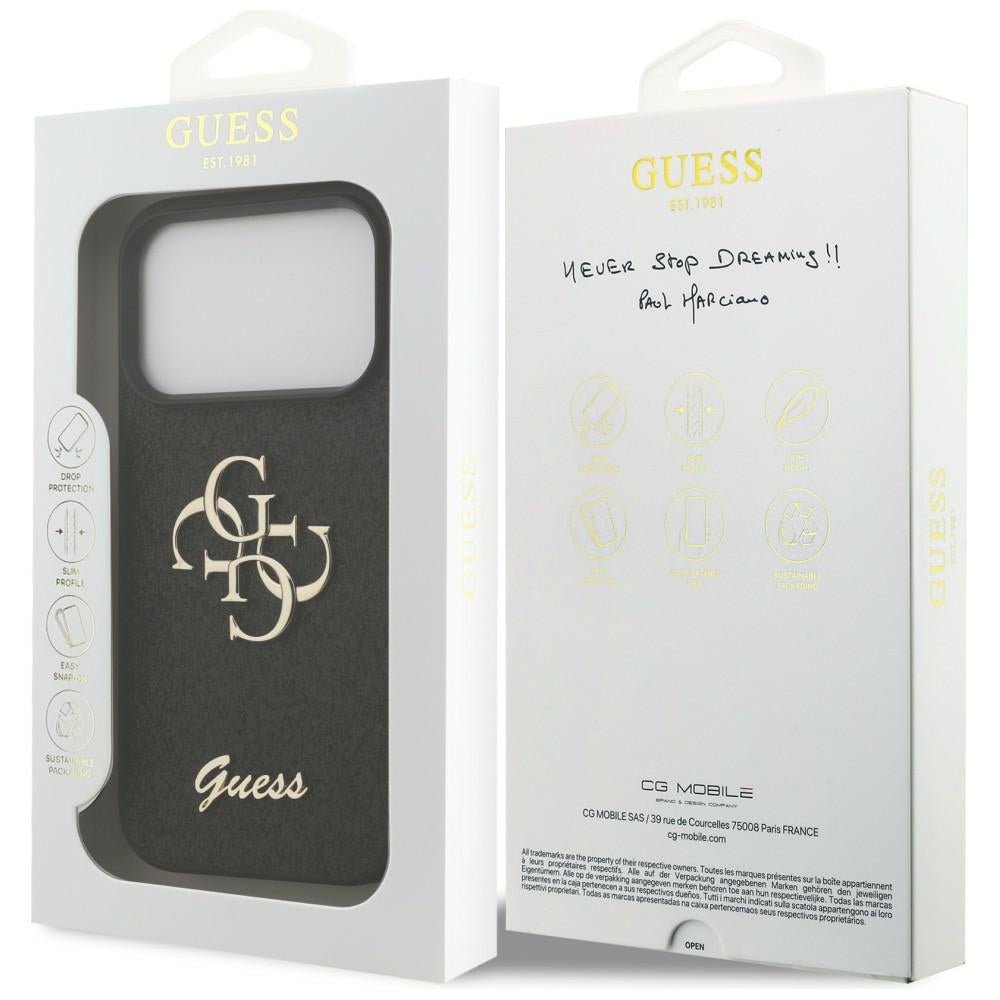 Guess iPhone 17 Pro / iPhone 18 Pro - Σκληρή Θήκη με Πλαίσιο Σιλικόνης - Fixed Glitter Big 4G - Black - GUHCP18LHG4SGK