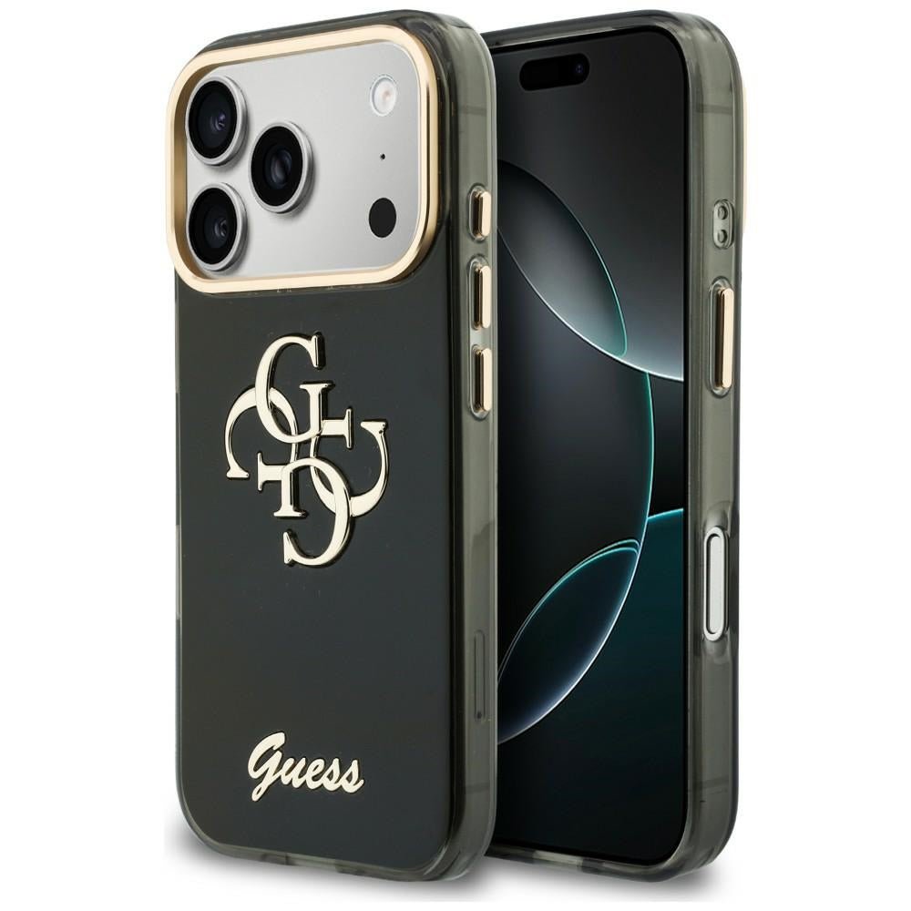 Guess iPhone 17 Pro / iPhone 18 Pro - Σκληρή Θήκη με Πλαίσιο Σιλικόνης - IML 4G Script Metal - Black