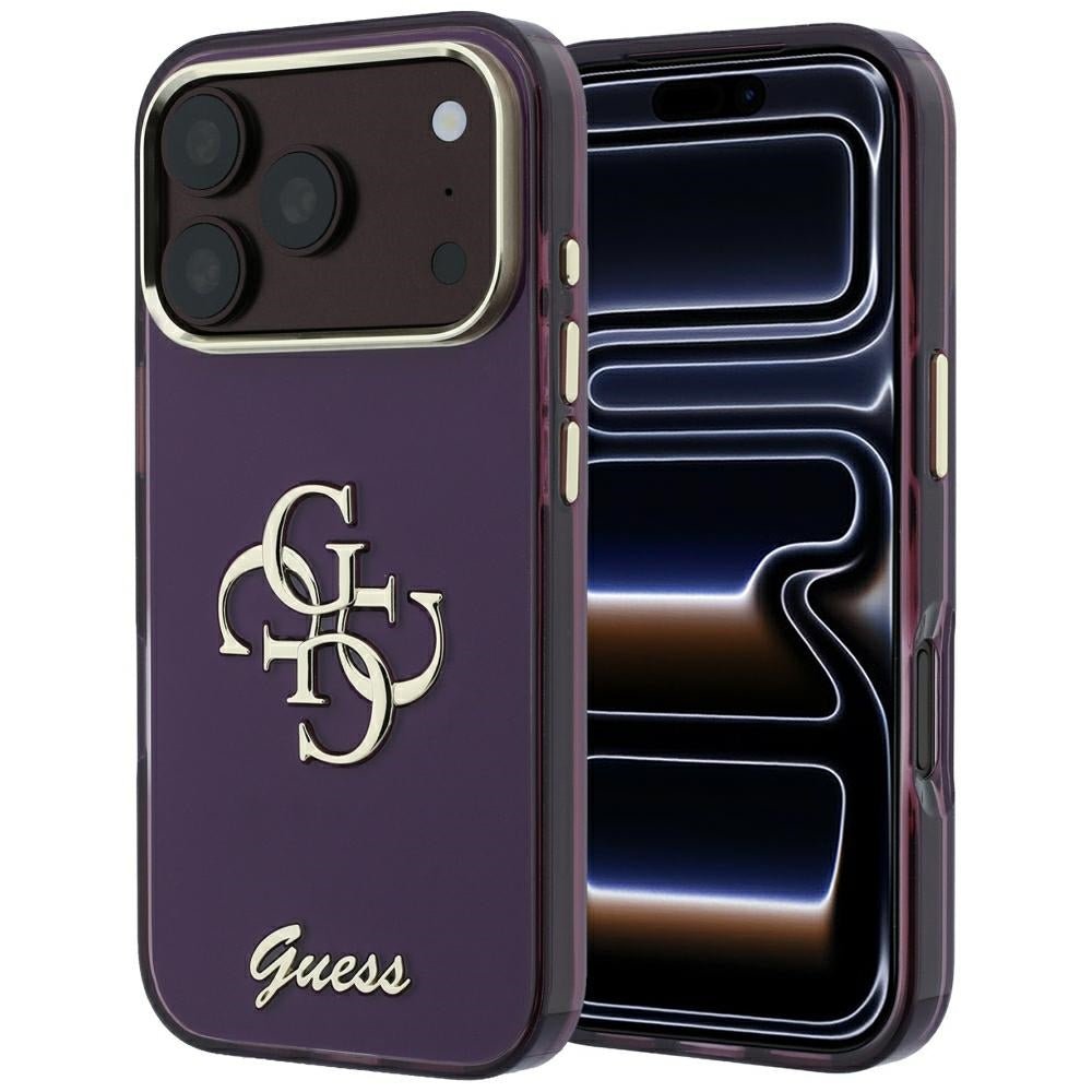Guess iPhone 17 Pro / iPhone 18 Pro - Σκληρή Θήκη με Πλαίσιο Σιλικόνης - IML 4G Script Metal - Burgundy