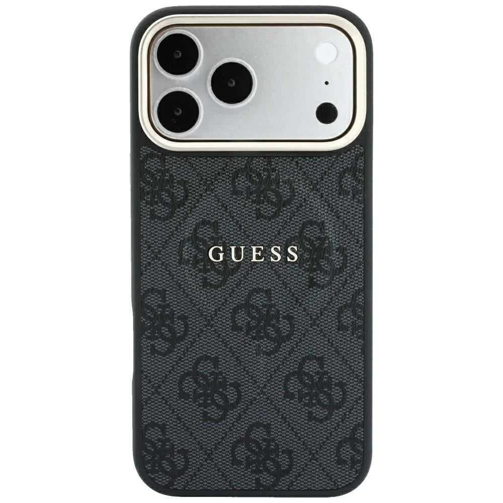 Guess iPhone 17 Pro / iPhone 18 Pro - Σκληρή Θήκη με Πλαίσιο Σιλικόνης και Επένδυση Οικολογικού Δέρματος - Embossed 4G Classic MagSafe - Black - GUHMP18LP4MSEGCK