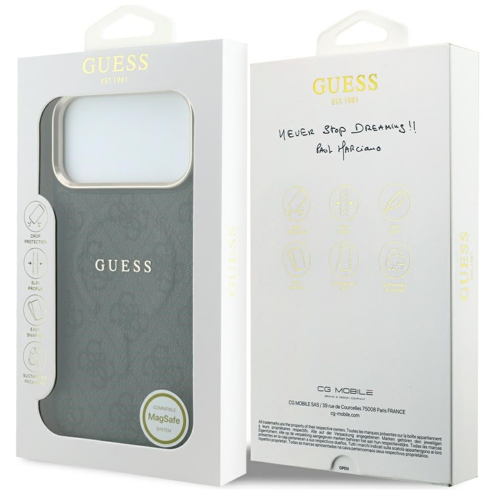 Guess iPhone 17 Pro / iPhone 18 Pro - Σκληρή Θήκη με Πλαίσιο Σιλικόνης και Επένδυση Οικολογικού Δέρματος - Embossed 4G Classic MagSafe - Black - GUHMP18LP4MSEGCK