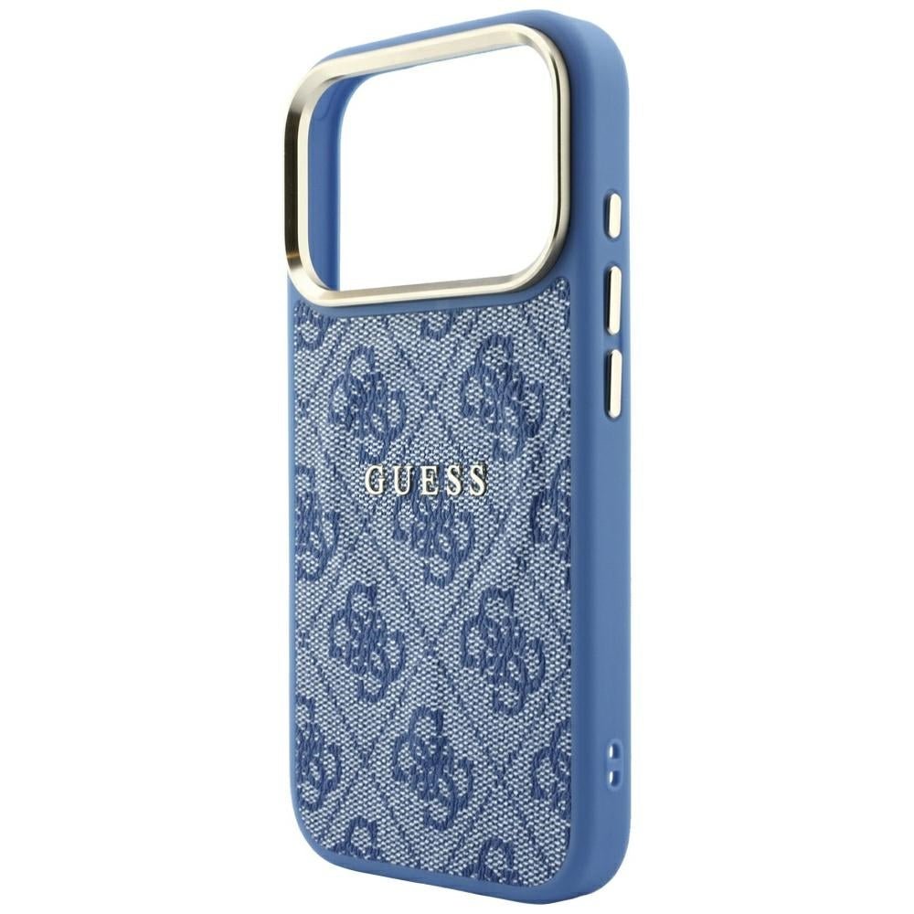 Guess iPhone 17 Pro / iPhone 18 Pro - Σκληρή Θήκη με Πλαίσιο Σιλικόνης και Επένδυση Οικολογικού Δέρματος - Embossed 4G Classic MagSafe - Blue - GUHMP18LP4MSEGCB