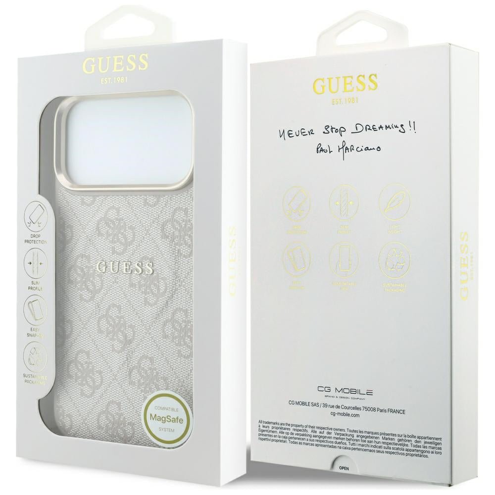 Guess iPhone 17 Pro / iPhone 18 Pro - Σκληρή Θήκη με Πλαίσιο Σιλικόνης και Επένδυση Οικολογικού Δέρματος - Embossed 4G Classic MagSafe - Pink - GUHMP18LP4MSEGCP