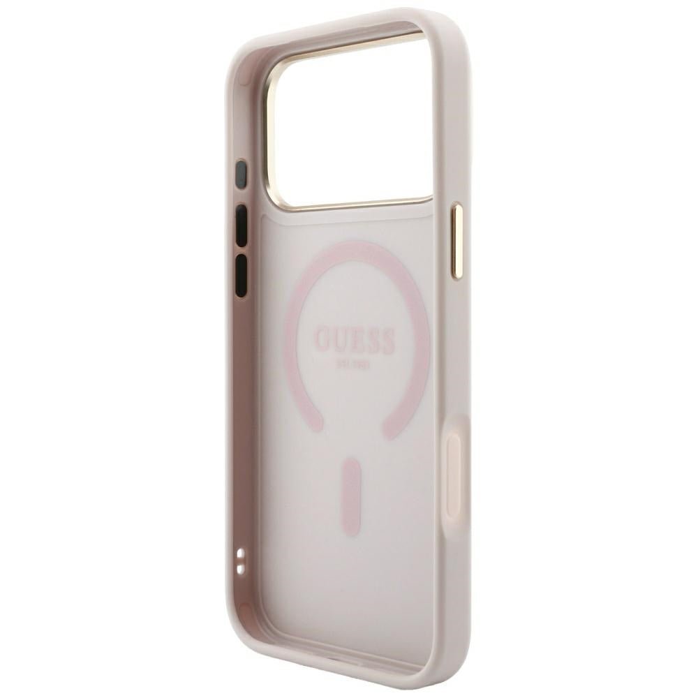 Guess iPhone 17 Pro / iPhone 18 Pro - Σκληρή Θήκη με Πλαίσιο Σιλικόνης και Επένδυση Οικολογικού Δέρματος - Embossed 4G Classic MagSafe - Pink - GUHMP18LP4MSEGCP