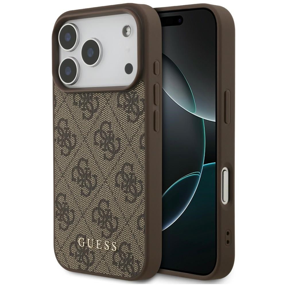 Guess iPhone 17 Pro / iPhone 18 Pro - Σκληρή Θήκη με Πλαίσιο Σιλικόνης και Επένδυση Συνθετικού Δέρματος - 4G Classic - Brown