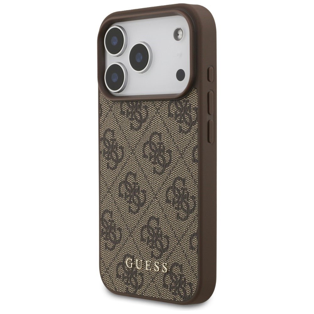Guess iPhone 17 Pro / iPhone 18 Pro - Σκληρή Θήκη με Πλαίσιο Σιλικόνης και Επένδυση Συνθετικού Δέρματος - 4G Classic - Brown