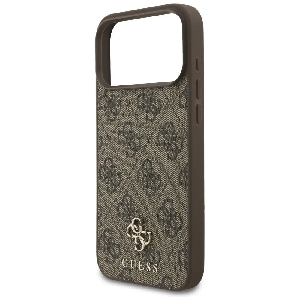 Guess iPhone 17 Pro Max - 4G Small Classic Logo MagSafe - Σκληρή Θήκη με Πλαίσιο Σιλικόνης και Επένδυση Συνθετικού Δέρματος - Brown