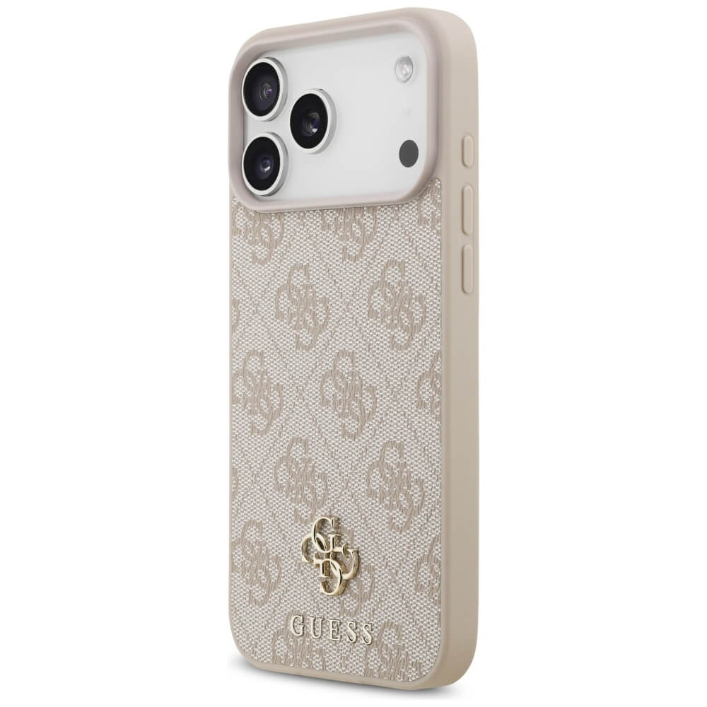 Guess iPhone 17 Pro Max - 4G Small Classic Logo MagSafe - Σκληρή Θήκη με Πλαίσιο Σιλικόνης και Επένδυση Συνθετικού Δέρματος - Pink