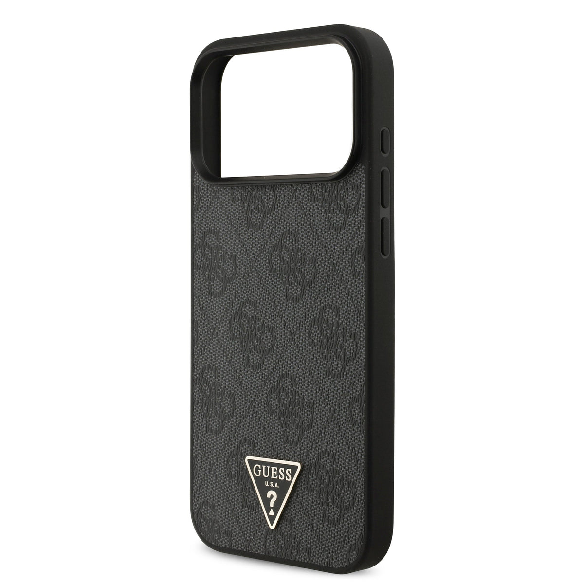 Guess iPhone 17 Pro Max - 4G Strap Triangle Logo MagSafe - Σκληρή Θήκη με Επένδυση Συνθετικού Δέρματος και Λουράκι - Black - GUHMP17XP4TSDPPSK