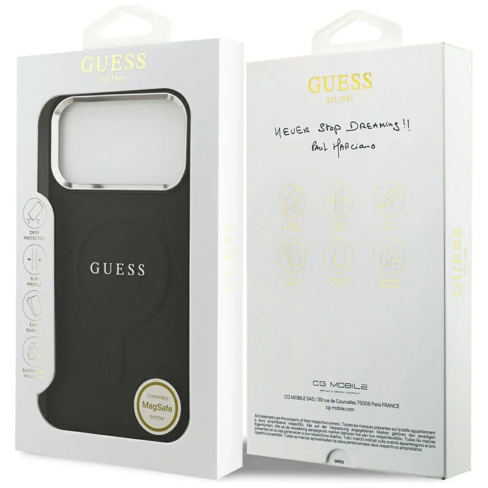 Guess iPhone 17 Pro Max - Classic Logo MagSafe - Σκληρή Θήκη με Επένδυση Οικολογικού Δέρματος - Black