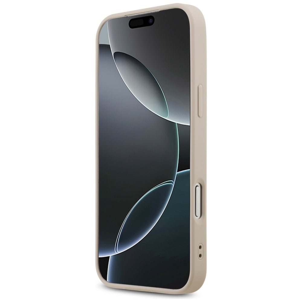 Guess iPhone 17 Pro Max / iPhone 18 Pro Max - Σκληρή Θήκη με Επένδυση Συνθετικού Δέρματος - 4G Triangle Strass MagSafe - Pink - GUHMP18XP4TDPP