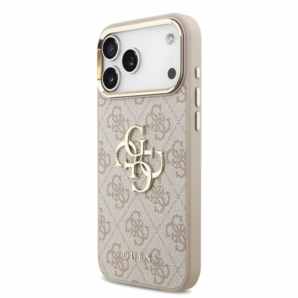 Guess iPhone 17 Pro Max / iPhone 18 Pro Max - Σκληρή Θήκη με Επένδυση Συνθετικού Δέρματος και Λουράκι - PU 4G Metal Logo Strap - Pink