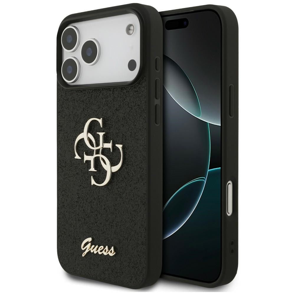 Guess iPhone 17 Pro Max / iPhone 18 Pro Max - Σκληρή Θήκη με Πλαίσιο Σιλικόνης - Fixed Glitter Big 4G - Black - GUHCP18XHG4SGK