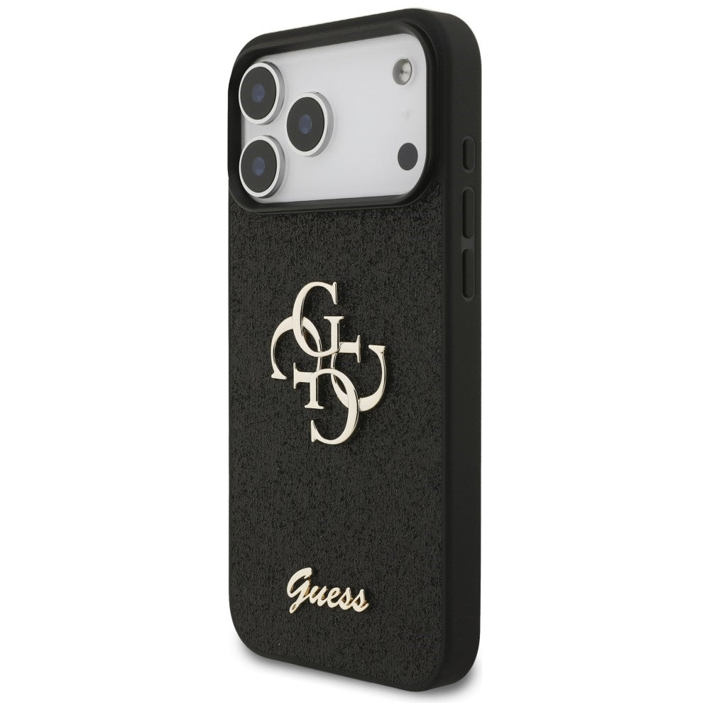 Guess iPhone 17 Pro Max / iPhone 18 Pro Max - Σκληρή Θήκη με Πλαίσιο Σιλικόνης - Fixed Glitter Big 4G - Black - GUHCP18XHG4SGK