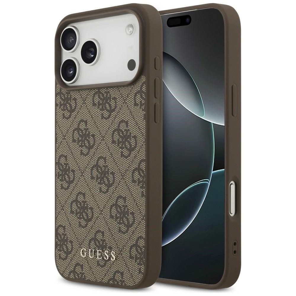 Guess iPhone 17 Pro Max / iPhone 18 Pro Max - Σκληρή Θήκη με Πλαίσιο Σιλικόνης και Επένδυση Συνθετικού Δέρματος - 4G Classic - Brown