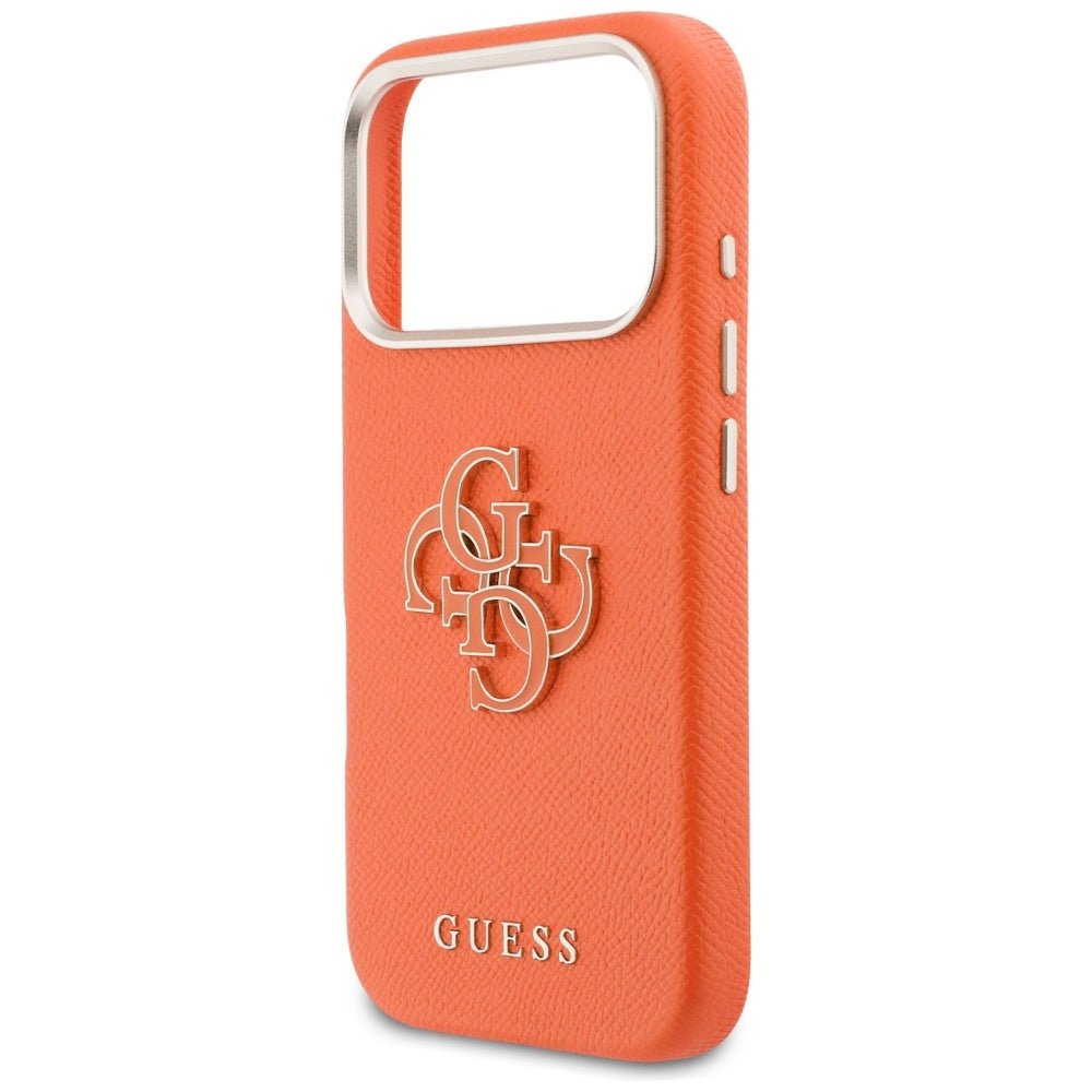 Guess iPhone 17 Pro Max - Σκληρή Θήκη με Επένδυση από Οικολογικό Δέρμα - FW Resin Logo - Orange